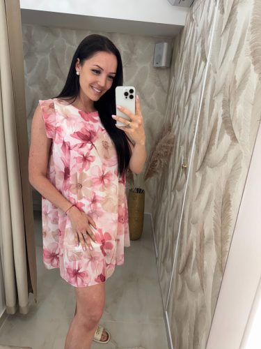 Shirley pliszírozott ujjú virágos ruha